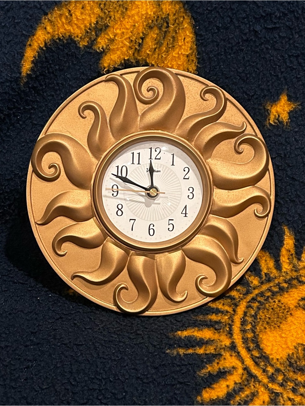 VTG 90s Celestial Waltham Sun Wall Clock 9” Whimsigoth Witchy Gold Gallery Wall